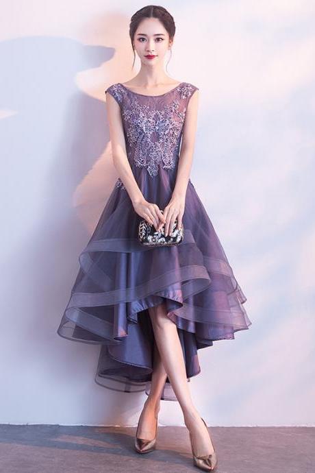 Sleeveless Prom Dress,high Low Party Dress,dark Gray Homecoming Dress,custom Made