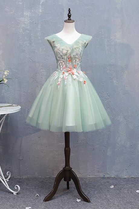 Color Gauze Dress, Host Bouffant Dress, Spring V-neck Evening Dress,homecoming Dress,custom Made