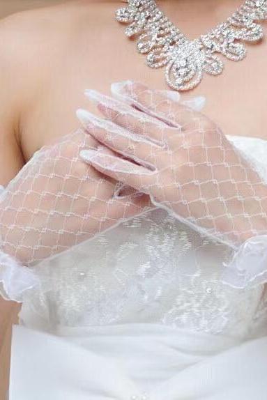 wedding short lace, lace gloves.Wholesale of white wedding gloves
