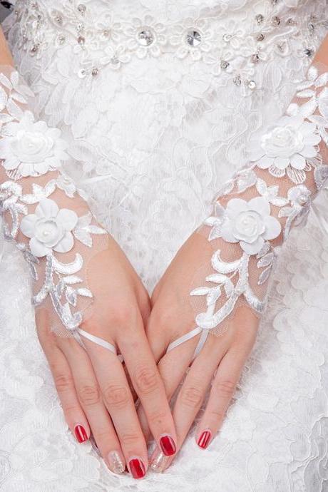 Bridal Wedding Lace Fingerless Gloves ,hollowed-out Mittens Lace, Lace Wedding Accessories Wholesale
