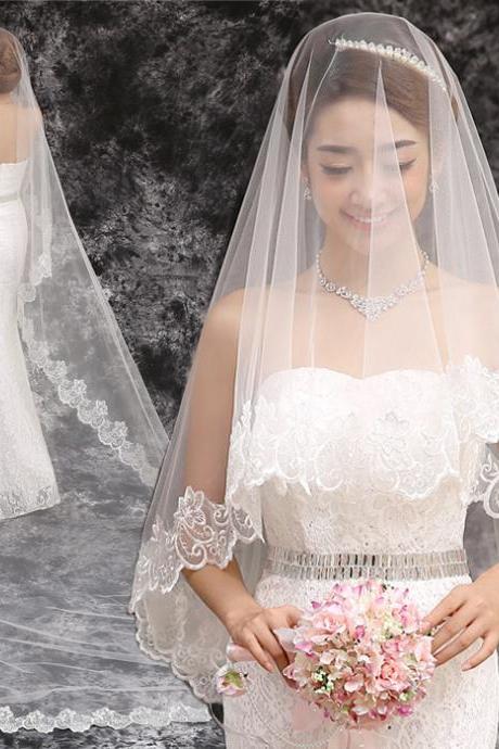 Supply Of Bridal Veil, Plus Long Veil, Bride Wedding Trailing Wedding Lace Veil