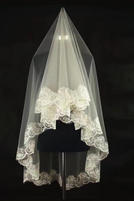 Champagne Veil 1.5 Meters, Spot Supply, Simple, Lace Bridal Veil