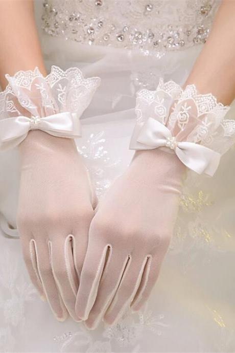 Bridal Wedding Gloves, Bridal Evening Gloves, Dress Lace Short Gloves Wholesale
