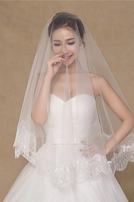 New style, retro, soft, simple, soft eyelash soluble lace veil, bridal wedding veil