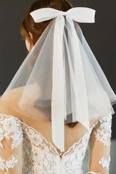 Bride headdress, super Xian Sen Department of white yarn, wedding dress headdress simple