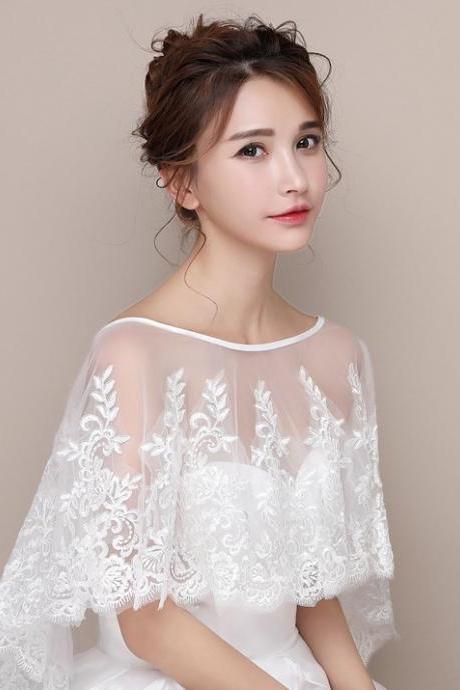 Spring And Summer Thin Style, Bridal Dress Accessories, Shawl Gauze Pullover Cape