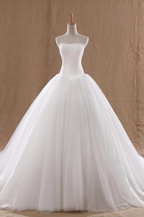 Spring And Summer Wedding Dress, White Simple, High Waist, Strapless Wedding Dress,custom Made