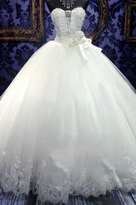 Simple, Floor Length, Strapless Wedding Dress, White Wedding Dress,custom Made