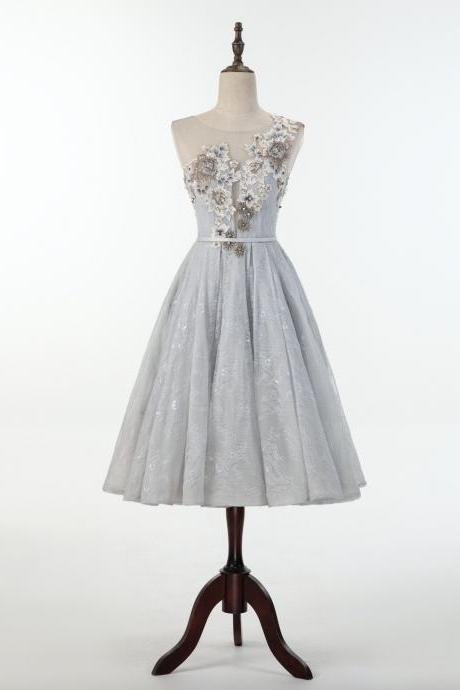 Sleeveless Homecoming Dress, Heavy Handmade Little Dress, Embroidered Flower Lace, Zipper Short Dress,custom Made
