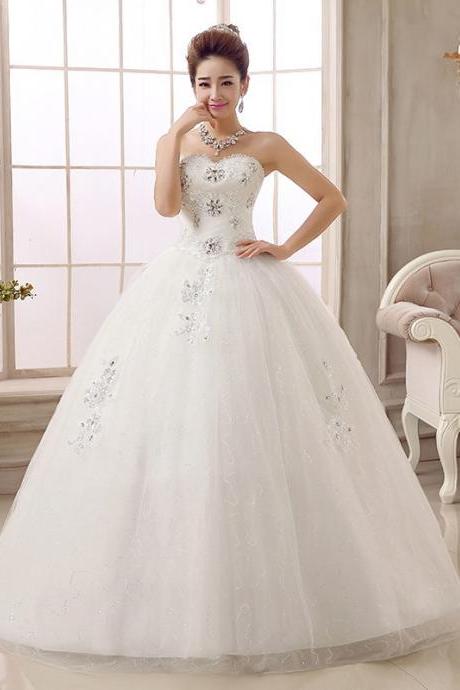Strapless Wedding Dress, Floor-length Lace Wedding Dress,custom Made
