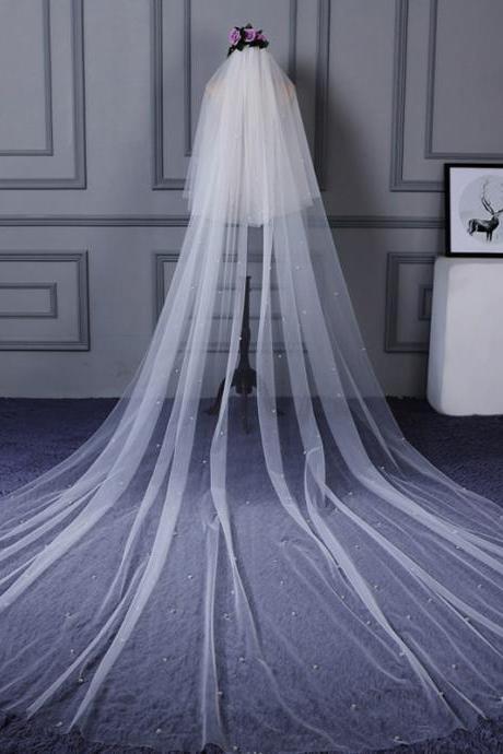 Bridal Veil, Trailing Veil, Bridal White Veil
