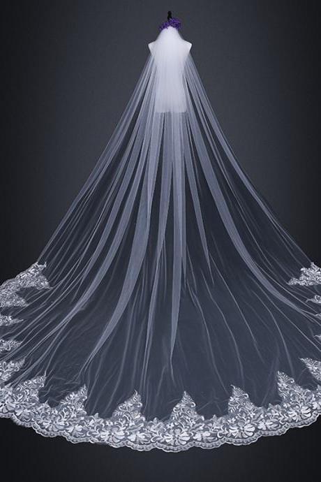 Long Bridal Veil, Water-soluble Lace Bridal Veil