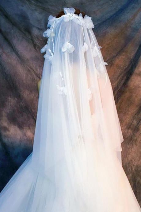 White bridal veil, wedding accessories, wedding short bridal veil