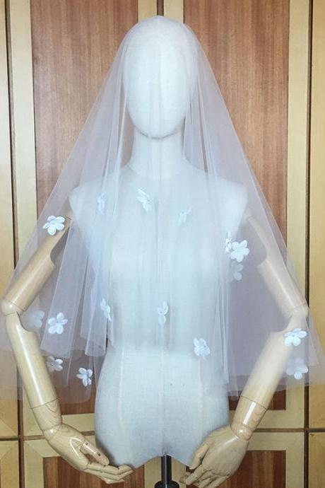 Super fairy wedding veil, new bridal soft flower short style