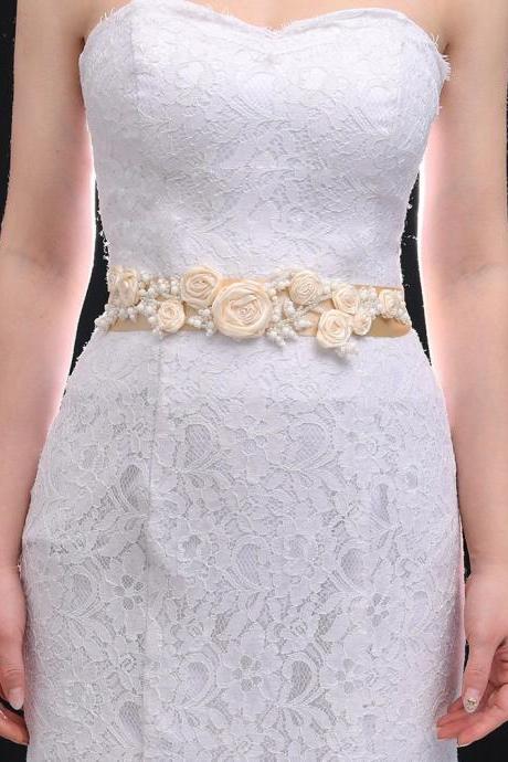 Bridal Belt Diamond, Flower Pearl Ribbon, Party Dress Accessories, S323