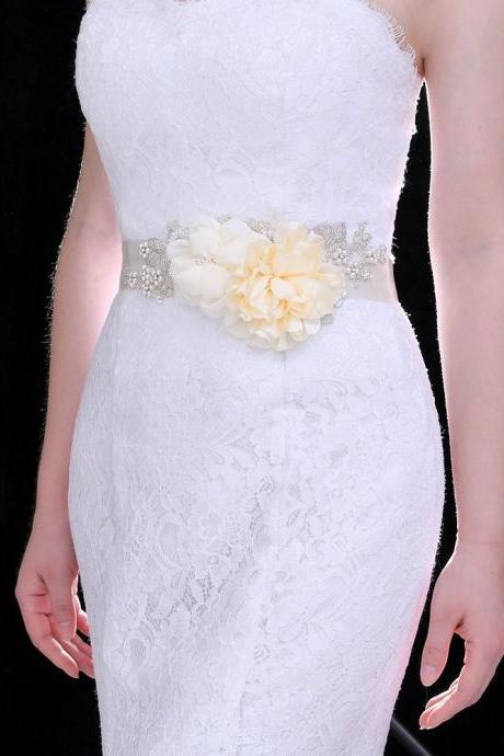 Beautiful flower pearl wedding waist seal, Sen tie dress handmade waist decoration, S172