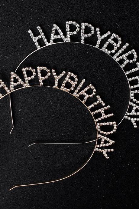 Happy Birthday Children's Crown, Environ-friendly Diamond Hair Accessories, Birthday Crown, Holiday Banquet Headpiece Accessories