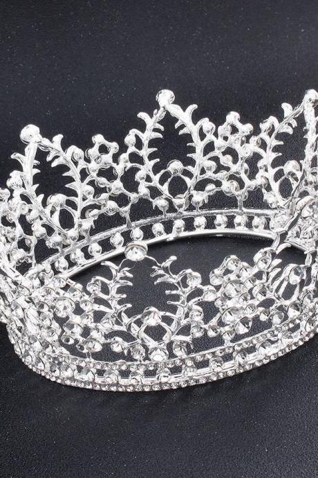 Circular Bridal Crown, Baroque Diamond Crown Wedding Dress Tiara, Cake Crown