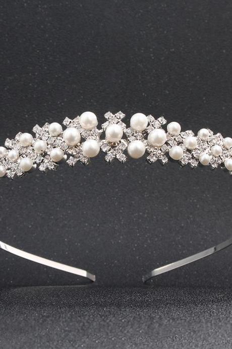 Bridal Tiara, High quality Pearl Diamond Headband Hair Accessories, Wedding Accessories
