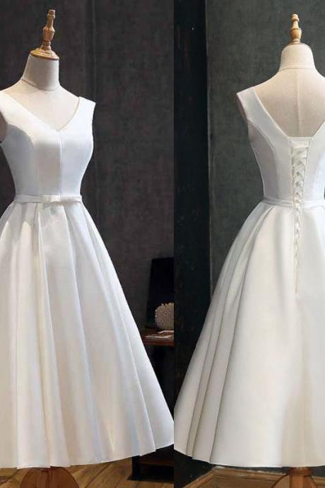 Light Wedding Dress, Style, V-neck Homecoming Dress,custom Made