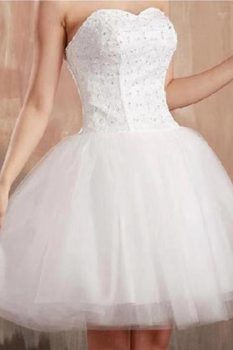 Black/white Evening Dress, Short Beaded Little Dress, Strapless Bouffant Dress ,homecoming Dress,custom Made