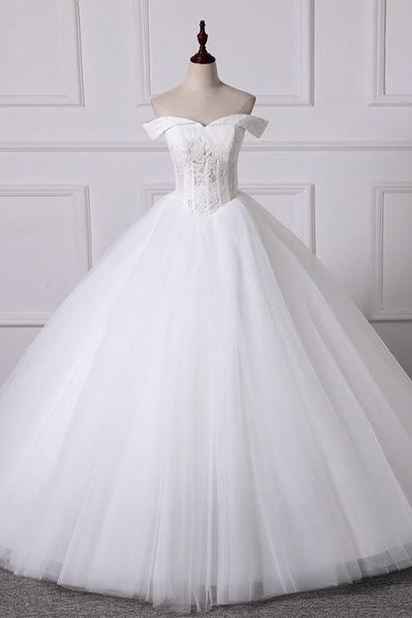 Off Shoulder Bridal Dress, Fluffy Gauze Light Wedding Dress,custom Made