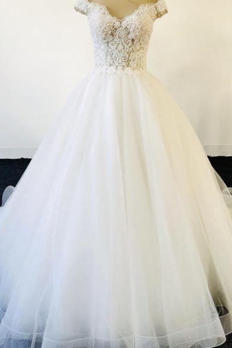 Off Shoulder Bridal Dress, White Wedding Dress,sexy Lace Light Wedding Dress,custom Made,self-created Handmade