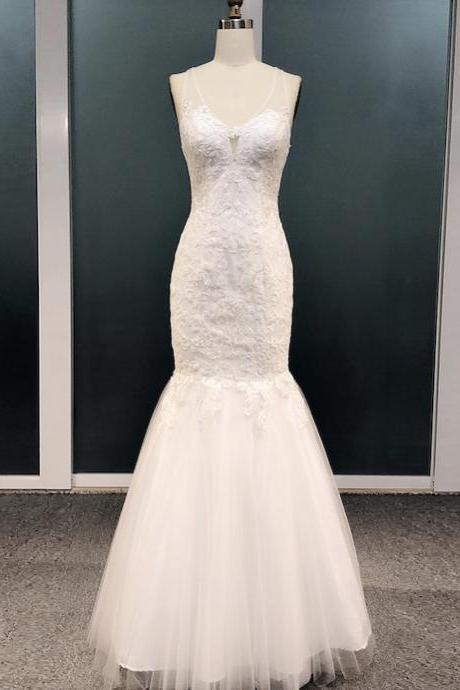 Mermaid Bridal Dress, White Wedding Dress,sexy Backless Wedding Dress,custom Made,self-created Handmade