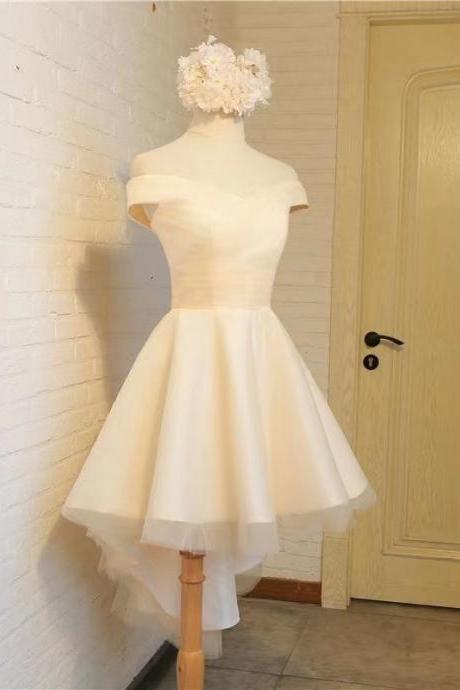 Off shoulder homecoming dress, sweet princess dress, high low party dres,Custom made