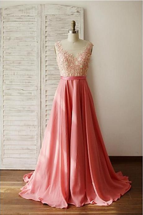 Candy pink prom dress,sleeveless bridesmaids dress,chiffon prom dress,Custom made,Custom made