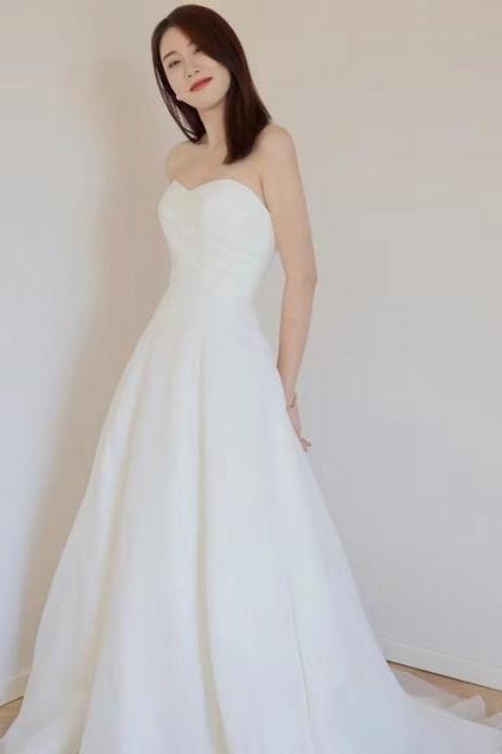 Strapless Wedding Dress,tulle Simple Bridal Dress ,custom Made