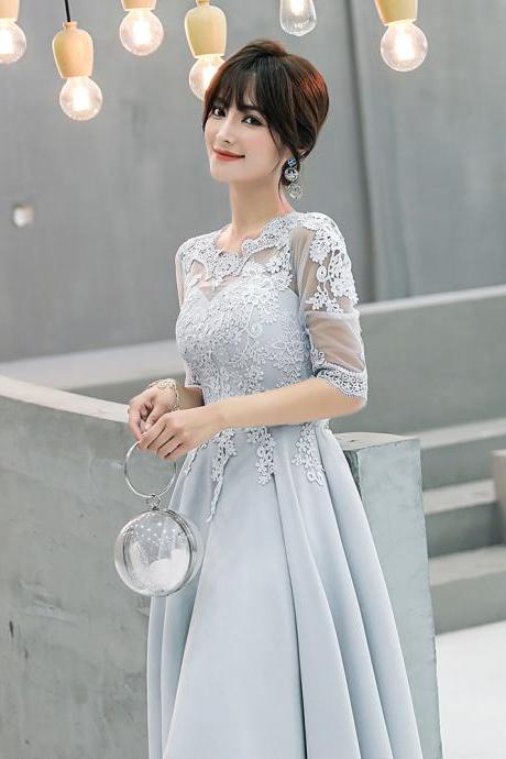 ,mid-sleeve Prom Dress,blue Haze Evening Dress,elegant Formal Dress,custom Made