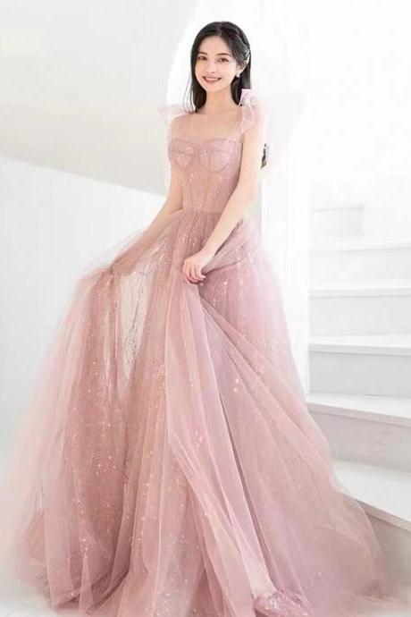 Pink Prom Dress, Fairy Dress, Birthday Dress With Starry,custom Made