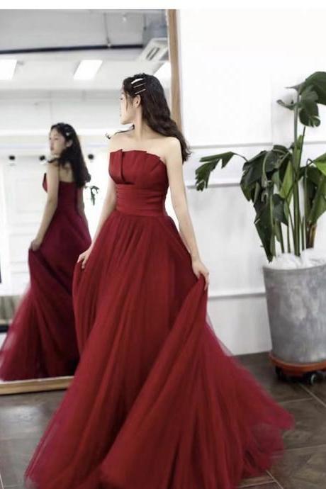 Strapless Prom Dress,red Party Dress,charming Wedding Dress,custom Made