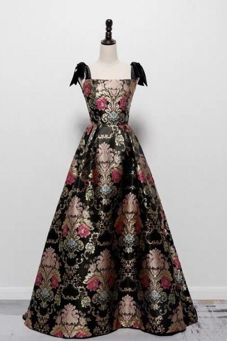 New,Hepburn style, vintage jacquard evening dress, high quality black evening dress,custom made
