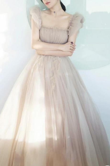 Spring,square Neck Prom Dress,cute Party Dress,light Tulle Bridesmaids Dress,custom Made,