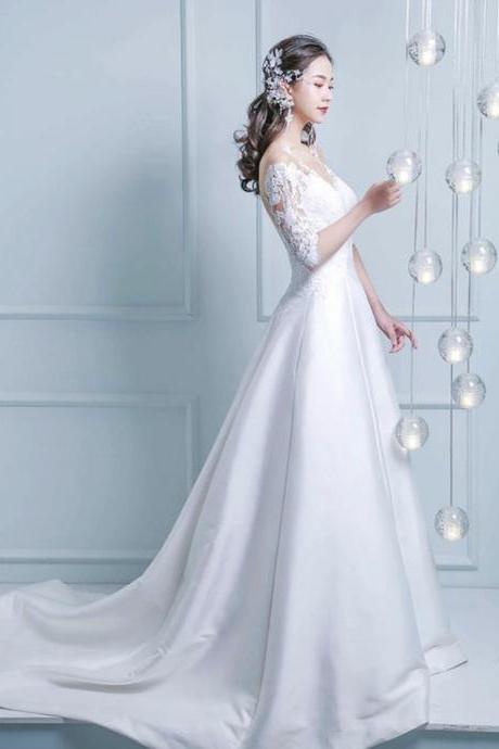 New,long sleeve bridal dress,elegant wedding dress,custom made