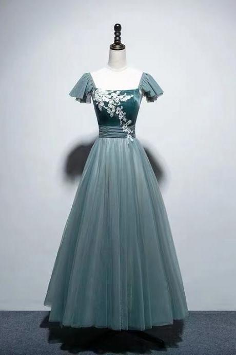 Smog gray green, strapless evening dress, bridesmaid dress,custom made