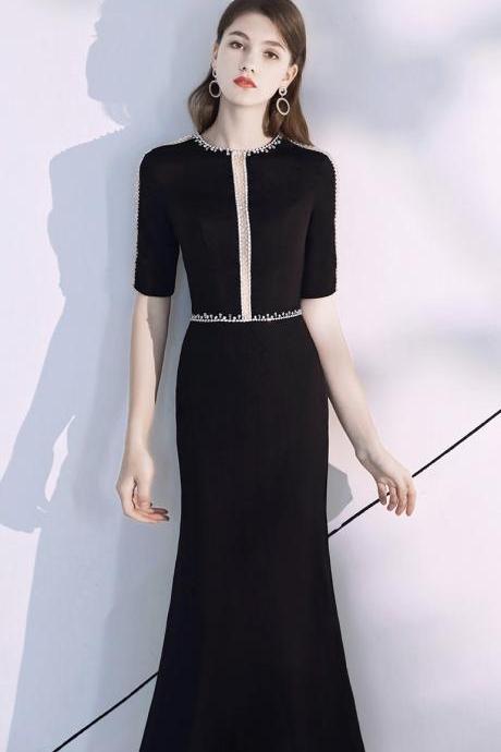 Elegant Black Evening Dress, Fashion, High Quality Atmosphere High Quality Dress,custom Made