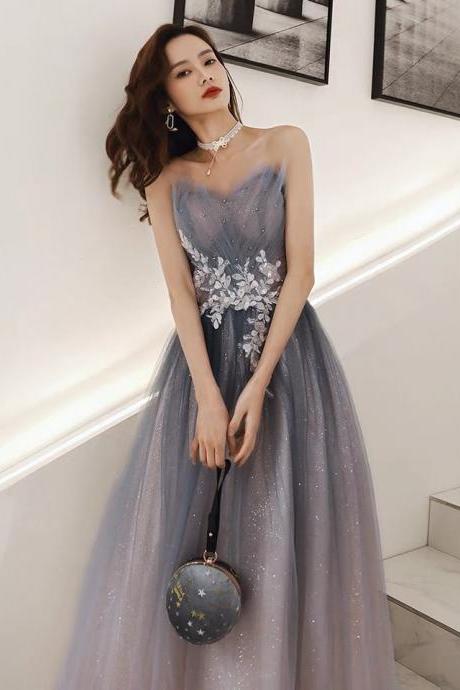 Strapless prom dresses, shiny evening dresses, unique, gradient party dresses,custom made