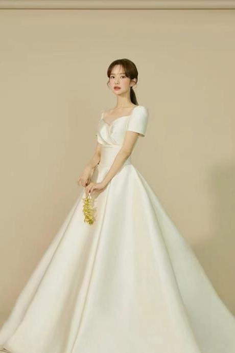 Short Sleeve Wedding Dress,ball Gown Bridal Dress ,custom Made