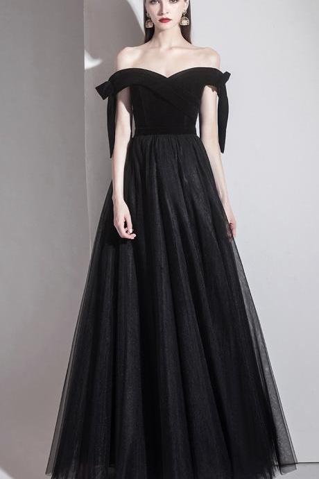 Off Shoulder Black Evening Dress, Sexy, Modern Prom Dress,custom Made