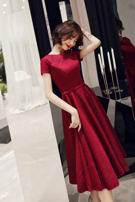 Red Prom Dress, Cap Sleeve Midi Dress, Formal Dress,homecoming Dress,custom Made