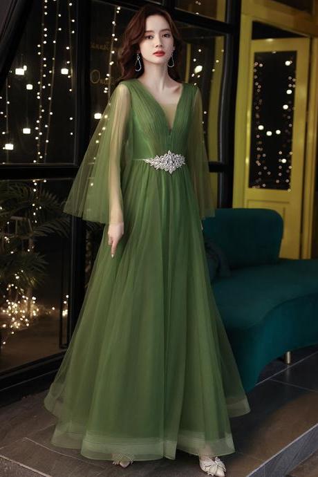 Green evening dress, new style, elegant puffy temperament prom dress,custom made