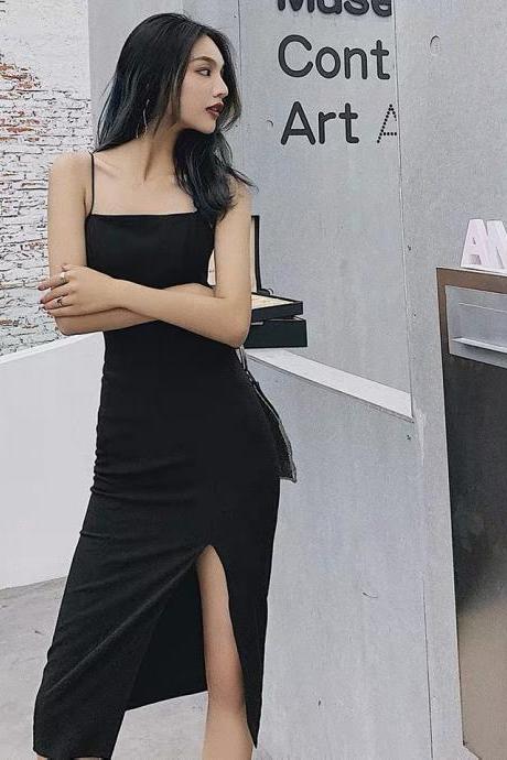 Black Spaghetti Strap Dresses, Sexy Evening Gowns, Birthday Party Dresses,custom Made