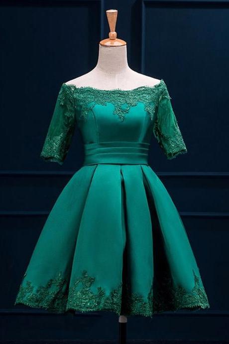 Green Party Dress, Off Shoulder Homecoming Dress ,custom Made