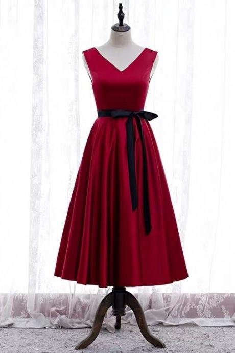 V-neck Evening Dress, Red Homecoming Dress,custom Made