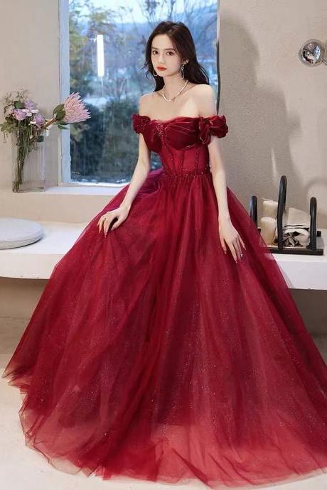 Off Shoulder Prom Dress,red Party Dress,,custom Made
