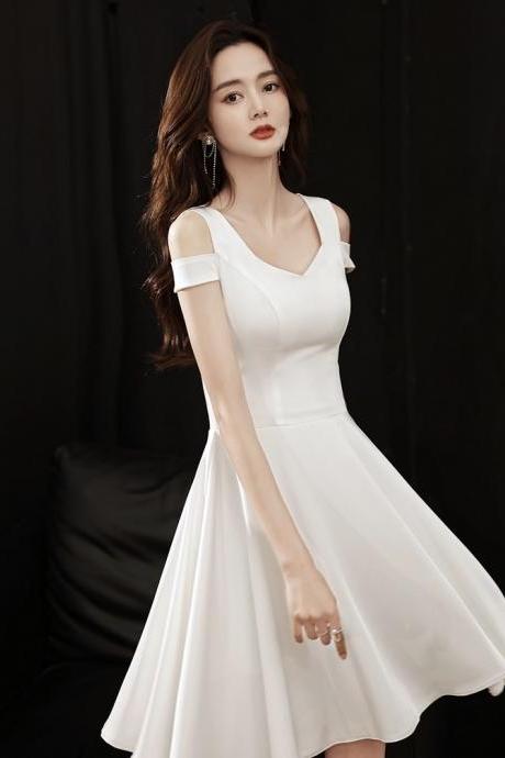 White Temperament Homcoming Dress, Off Shoulder Short Party Dress,custom Made