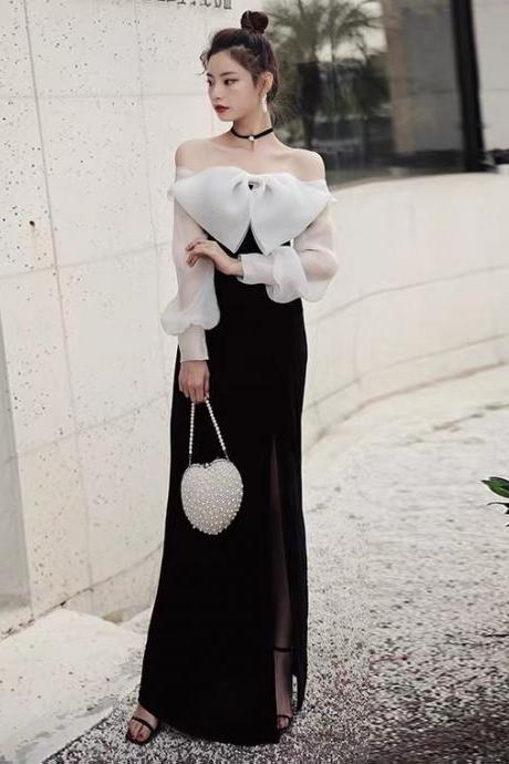 Mermaid evening dress, light luxury, off shoulder black high quality prom dress,Custom Made